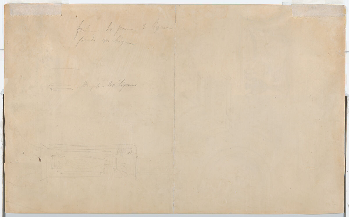 Study of a Ceiling Decoration, the Bedroom of the Apartment of the Queen Mother at Fontainebleau, Eugène Delacroix (French, Charenton-Saint-Maurice 1798–1863 Paris), Watercolor over graphite