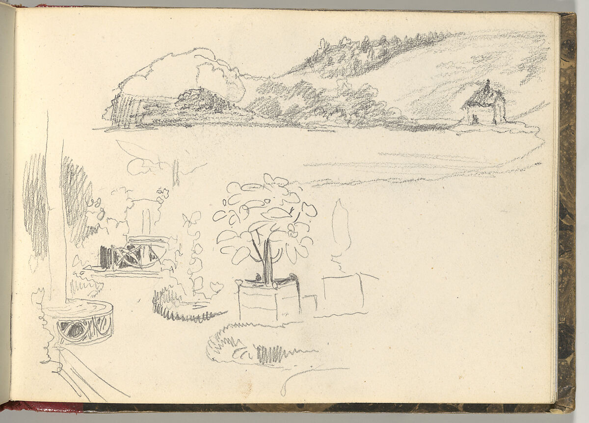 Normandy Sketchbook, Eugène Delacroix (French, Charenton-Saint-Maurice 1798–1863 Paris), Graphite and watercolor, period binding