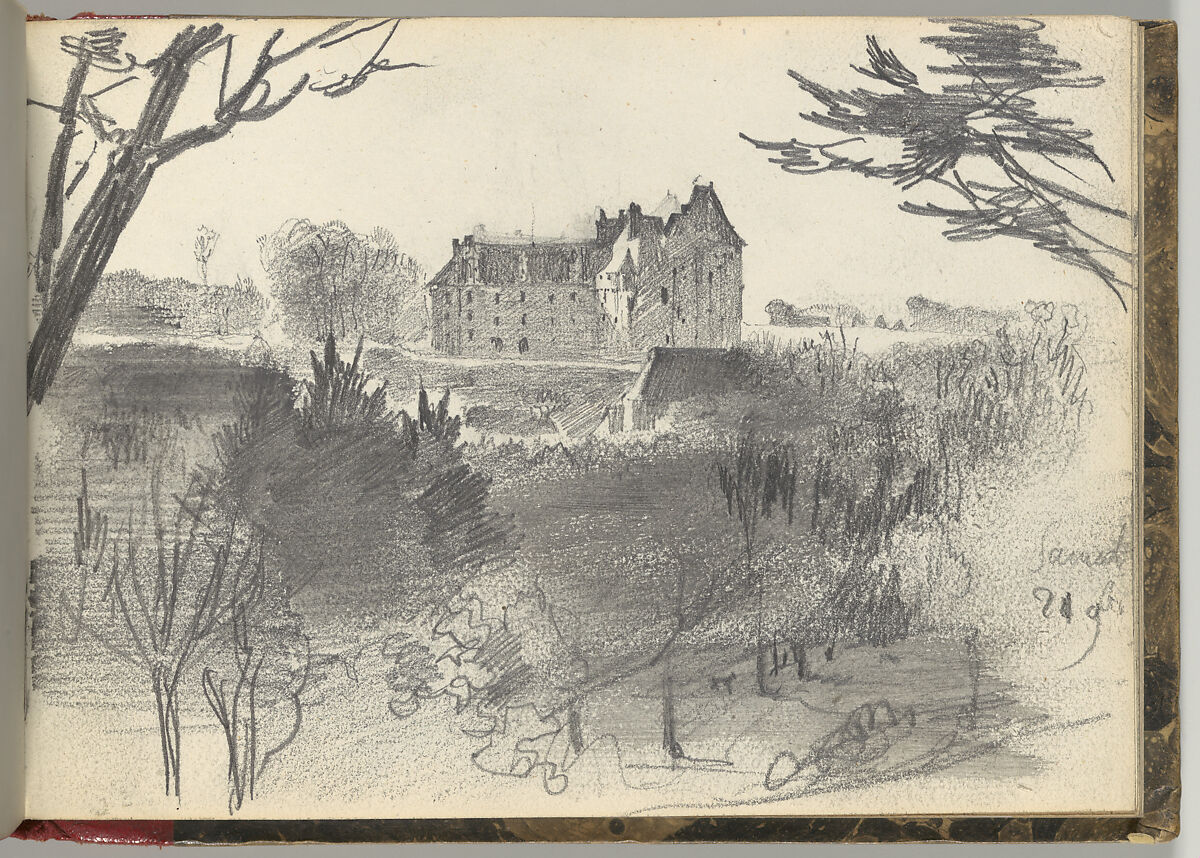 Normandy Sketchbook, Eugène Delacroix (French, Charenton-Saint-Maurice 1798–1863 Paris), Graphite and watercolor, period binding