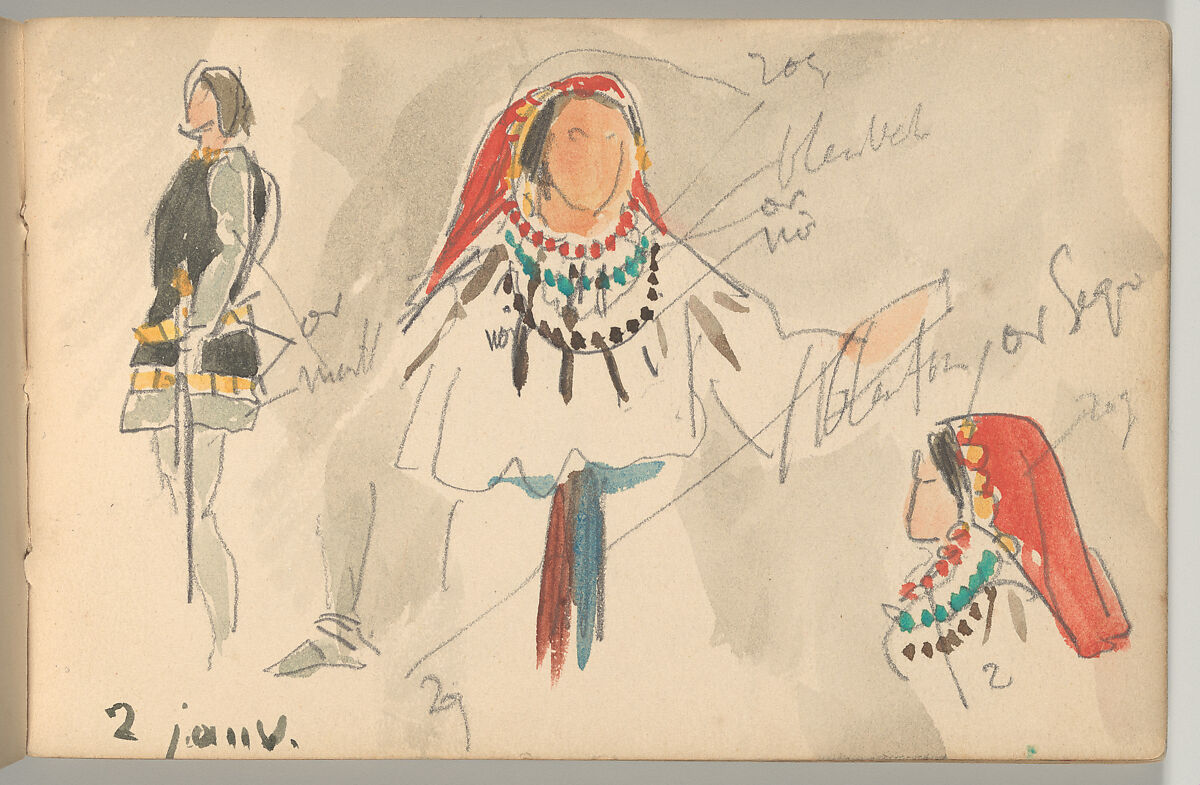 Othello Sketchbook, Eugène Delacroix (French, Charenton-Saint-Maurice 1798–1863 Paris), Watercolor, pen and ink, and graphite