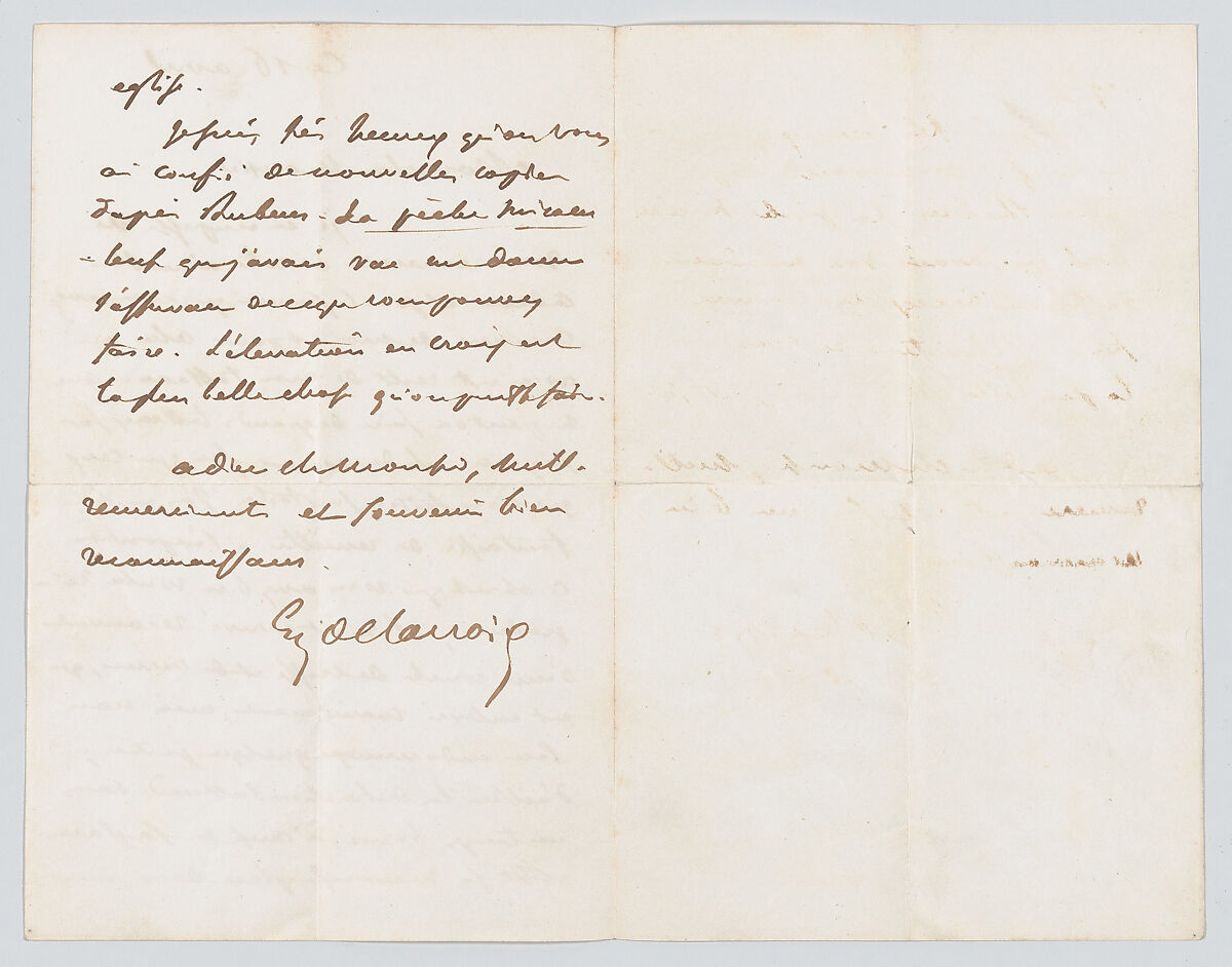 Letter to Émille-Aubert Lessore, with envelope, Eugène Delacroix (French, Charenton-Saint-Maurice 1798–1863 Paris), Pen and brown ink
