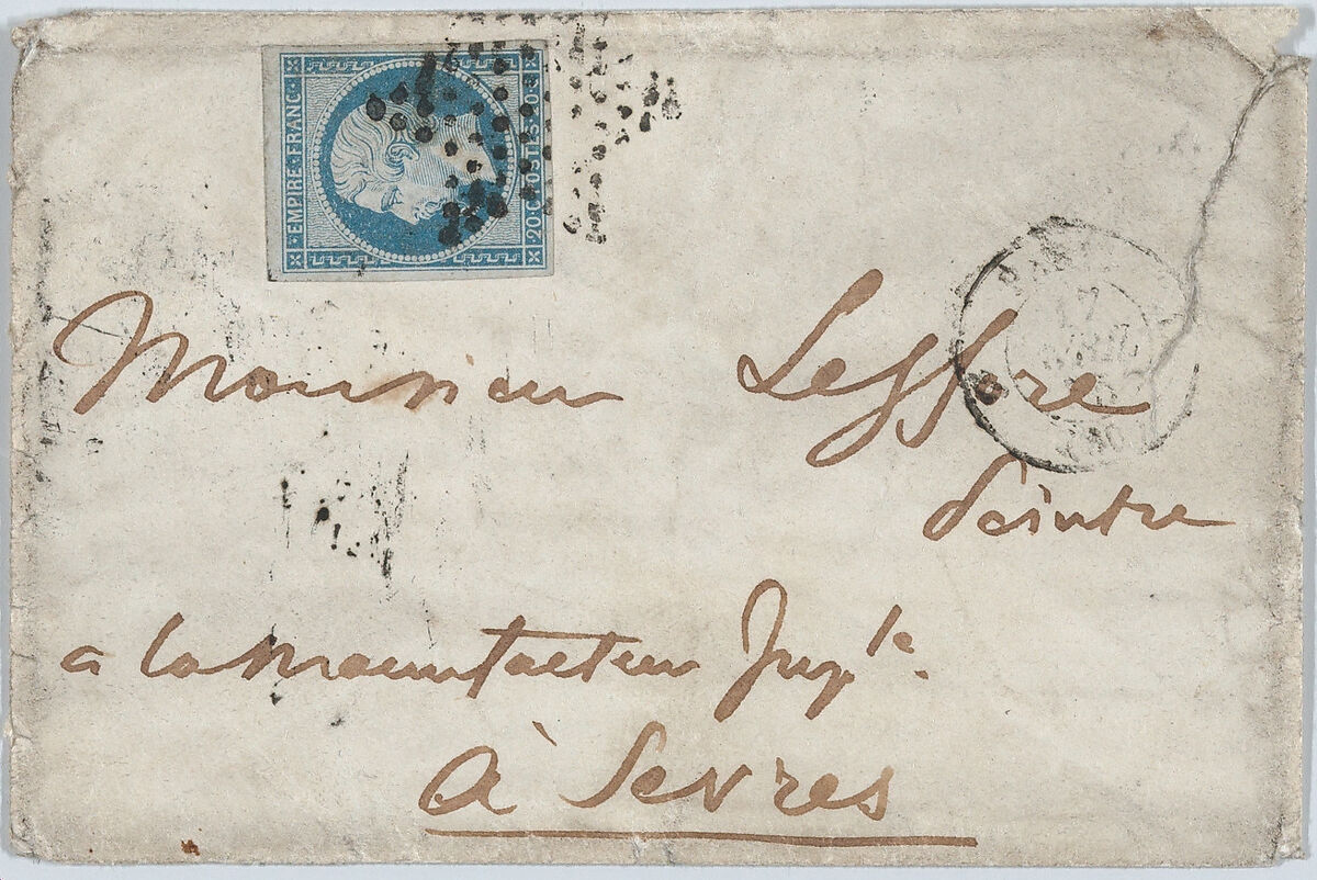 Letter to Émille-Aubert Lessore, with envelope, Eugène Delacroix (French, Charenton-Saint-Maurice 1798–1863 Paris), Pen and brown ink