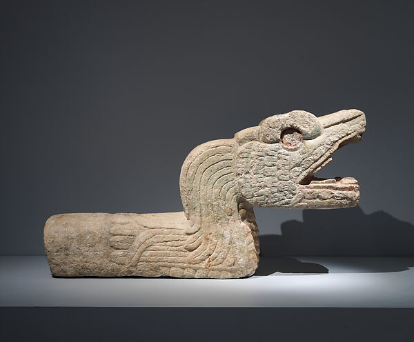 Plumed Serpent Sculpture, Stone, pigment, Maya 
