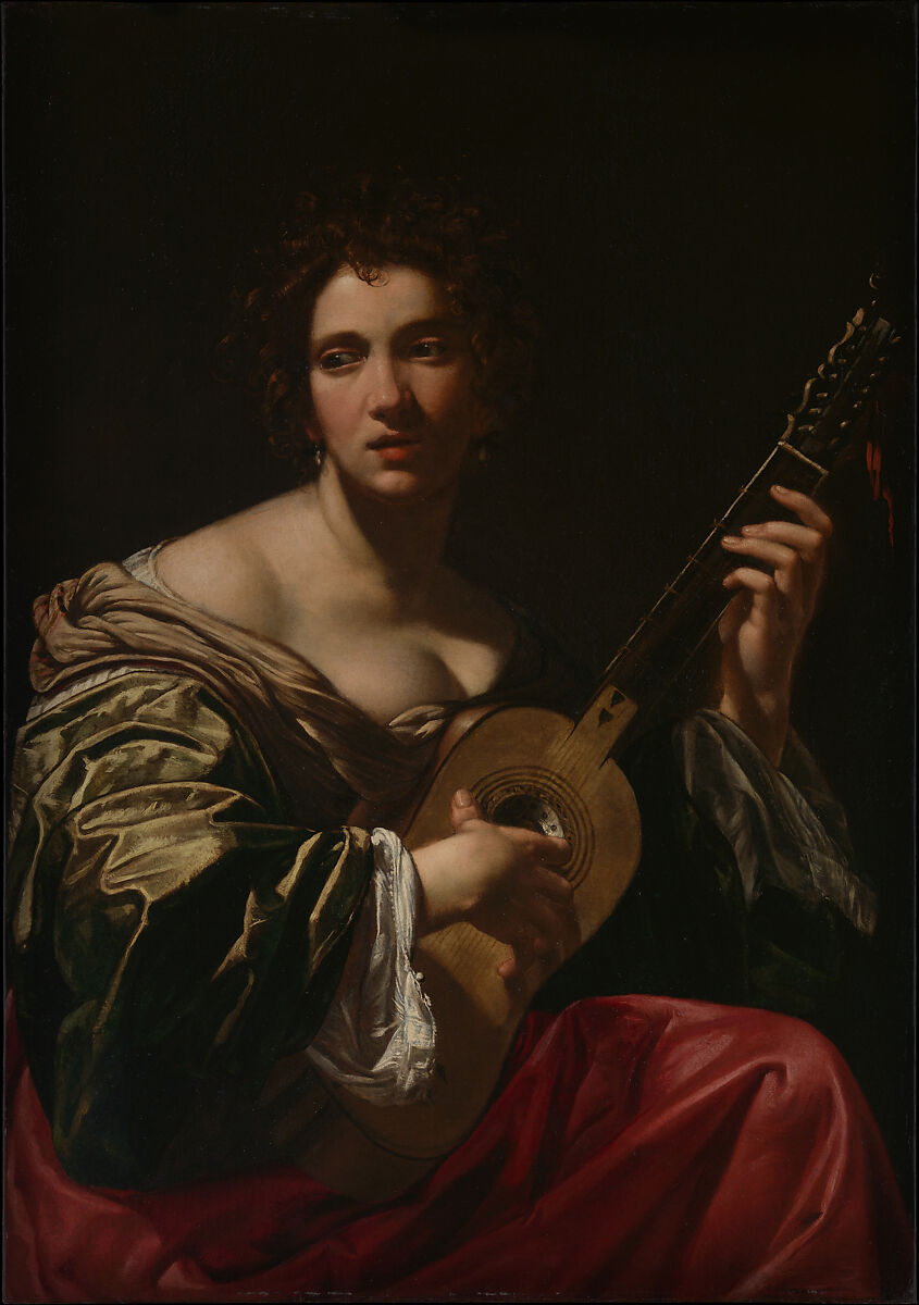 Woman Playing a Guitar, Simon Vouet (French, Paris 1590–1649 Paris), Oil on canvas 