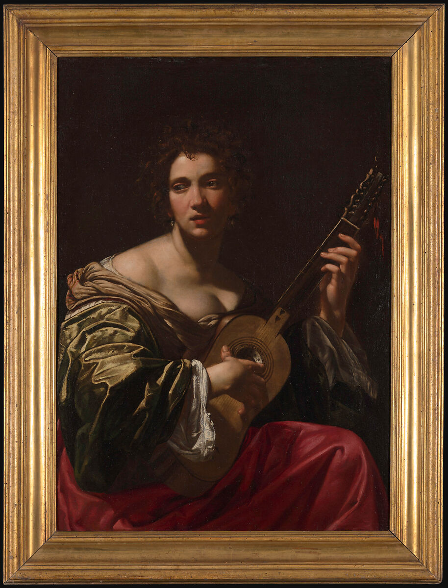 Woman Playing a Guitar, Simon Vouet (French, Paris 1590–1649 Paris), Oil on canvas