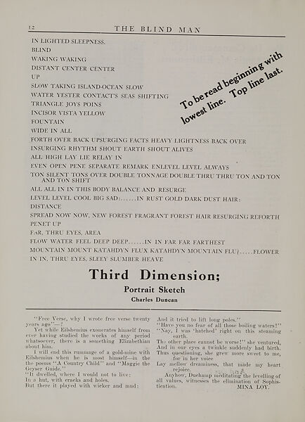 The blind man, Marcel Duchamp (American (born France), Blanville 1887–1968 Neuilly-sur-Seine)