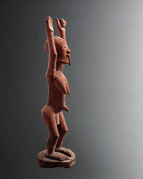 Figure with Raised Arms, Master of Tintam, Wood, red pigment, Dogon peoples 