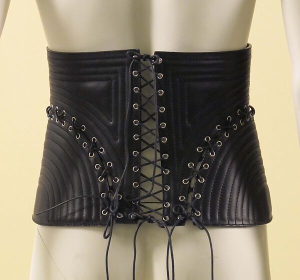 Corset, Jean Paul Gaultier (French, born 1952), leather, cotton, metal, French