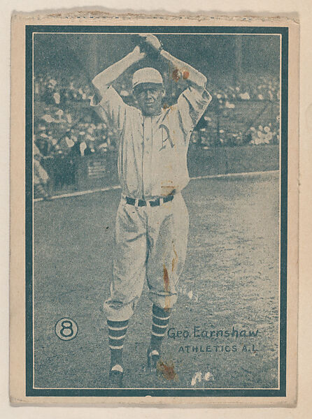 Geo. Earnshaw, Athletics A.L. from the Baseball trade card series (W517), Commercial photolithograph tinted green 