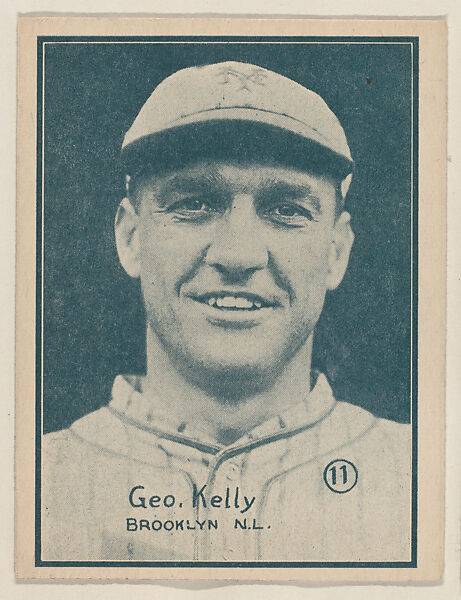 Geo. Kelly, Brooklyn N.L. from the Baseball trade card series (W517), Commercial photolithograph tinted green 