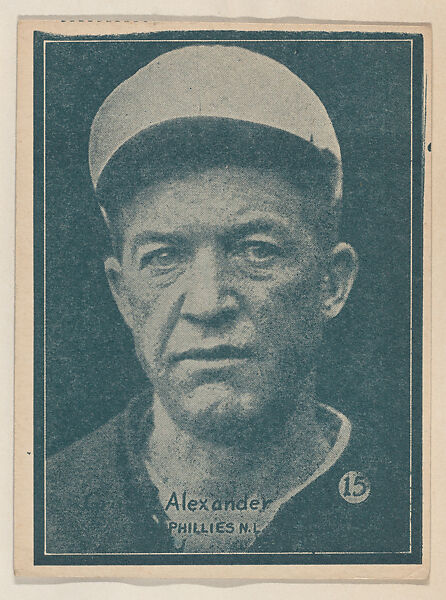 Grover Alexander, Phillies N.L. from the Baseball trade card series (W517), Commercial photolithograph tinted green 