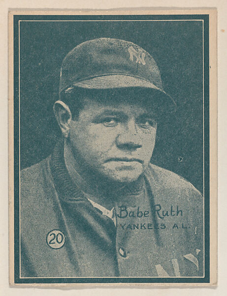 Babe Ruth, Yankees A.L. from the Baseball trade card series (W517), Commercial photolithograph tinted green 