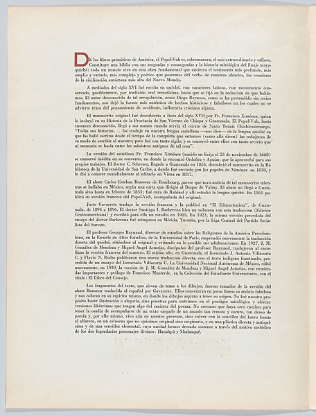 Portfolio: 'Popol-Vuh' containing ten colour lithographs together with a four-page title and explanatory text in English and Spanish, housed in a stiff orange cover, Carlos Mérida (Guatemalan, Guatemala City 1891–1984 Mexico City)