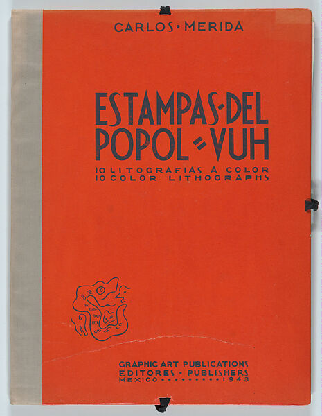 Portfolio: 'Popol-Vuh' containing ten colour lithographs together with a four-page title and explanatory text in English and Spanish, housed in a stiff orange cover, Carlos Mérida  Mexican