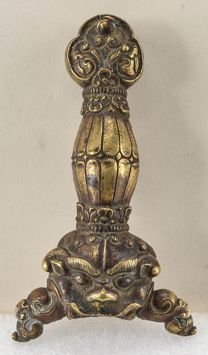 Hilt of a Ritual Sword, Copper alloy, Tibetan 