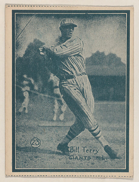 Bill Terry, Giants N.L. from the Baseball trade card series (W517), Commercial photolithograph tinted green 