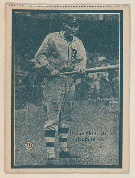 Heine Manush, St. Louis A.L. from the Baseball trade card series (W517), Commercial photolithograph tinted green 