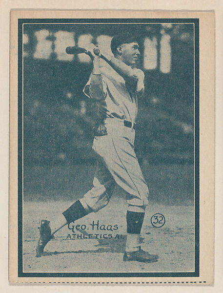 Geo. Haas, Athletics A.L. from the Baseball trade card series (W517), Commercial photolithograph tinted green 