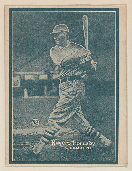 Rogers Hornsby, Chicago N.L. from the Baseball trade card series (W517), Commercial photolithograph tinted green 