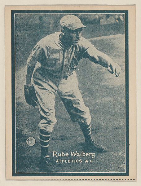 Rube Walberg, Athletics A.L. from the Baseball trade card series (W517), Commercial photolithograph tinted green 