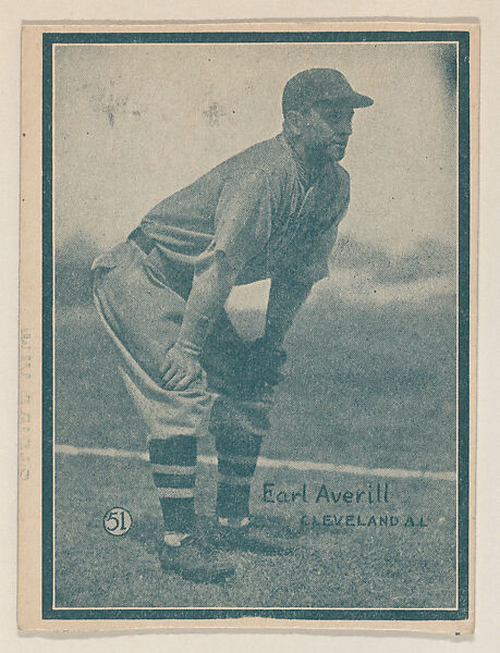 Earl Averill, Cleveland A.L. from the Baseball trade card series (W517), Commercial photolithograph tinted green 