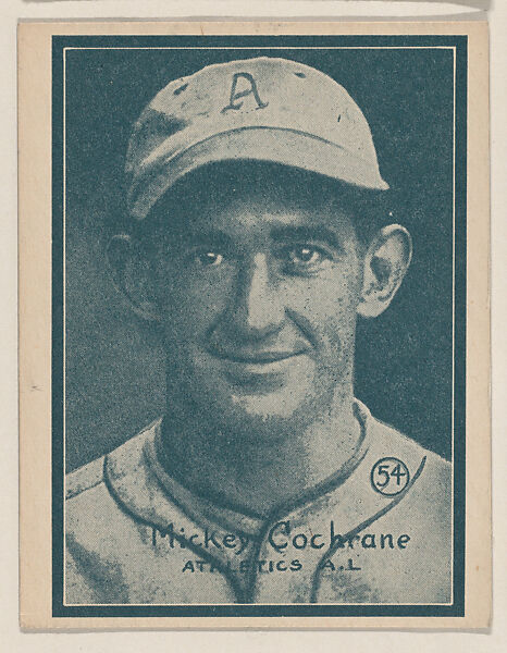 Mickey Cochrane, Athletics A.L. from the Baseball trade card series (W517), Commercial photolithograph tinted green 
