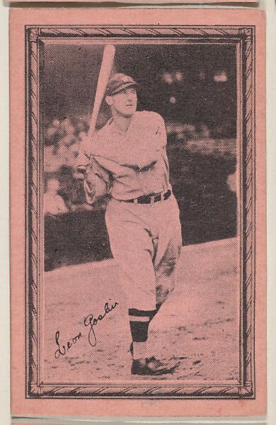 Leon Goslin Baseball card (W553), Commercial photolithograph tinted pink 