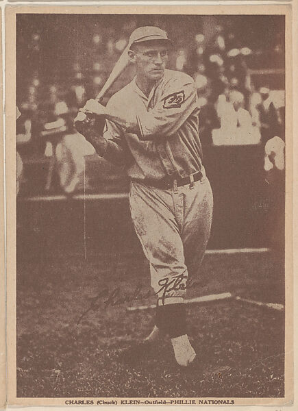 Charles (Chuck) Klein, Outfield, Phillie Nationals, Baseball trade card (W554), Commercial photolithograph 