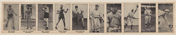 Uncut Baseball strip cards with Boxing cards (W572), Commercial photolithograph 