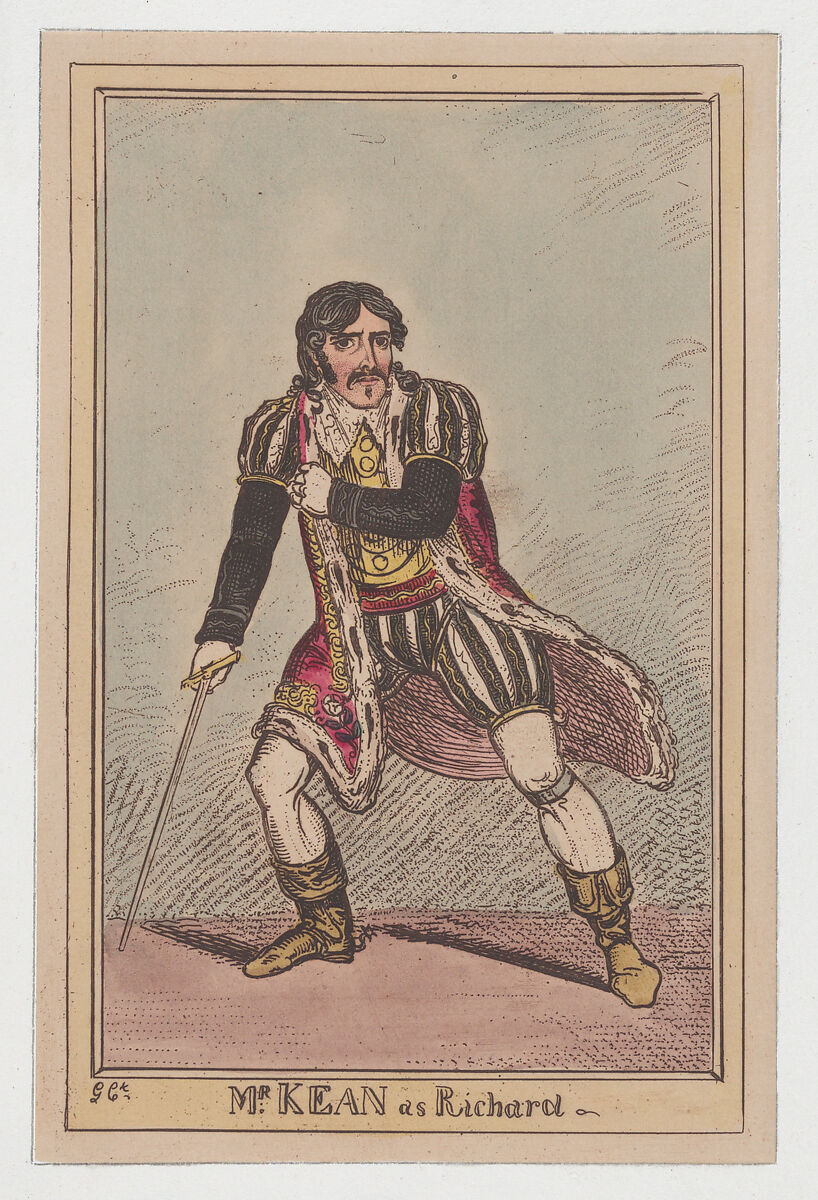 Edmund Kean as Richard III, George Cruikshank (British, London 1792–1878 London), Etching, hand-colored 