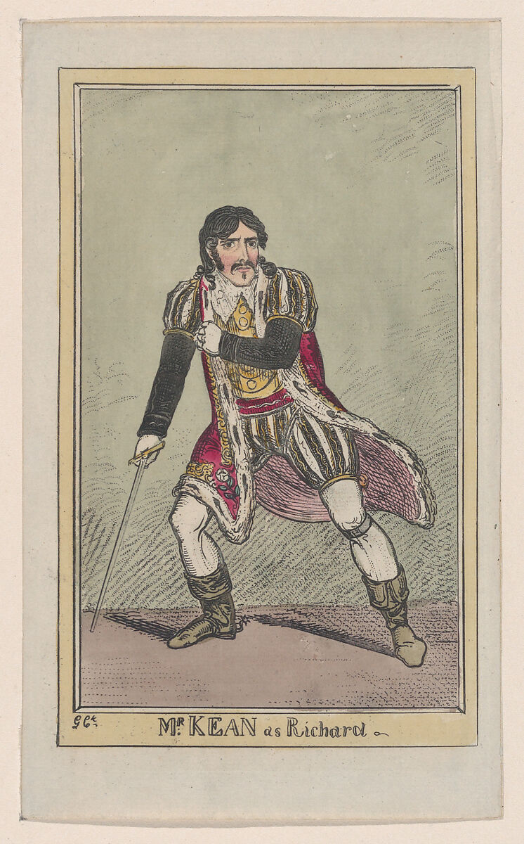Edmund Kean as Richard III, George Cruikshank (British, London 1792–1878 London), Etching, hand-colored 
