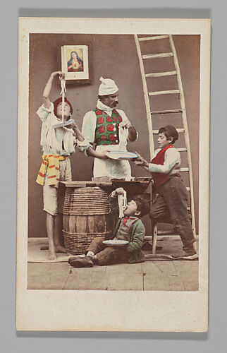 [Studio Portrait: Cook and Three Children with Pasta, Naples]