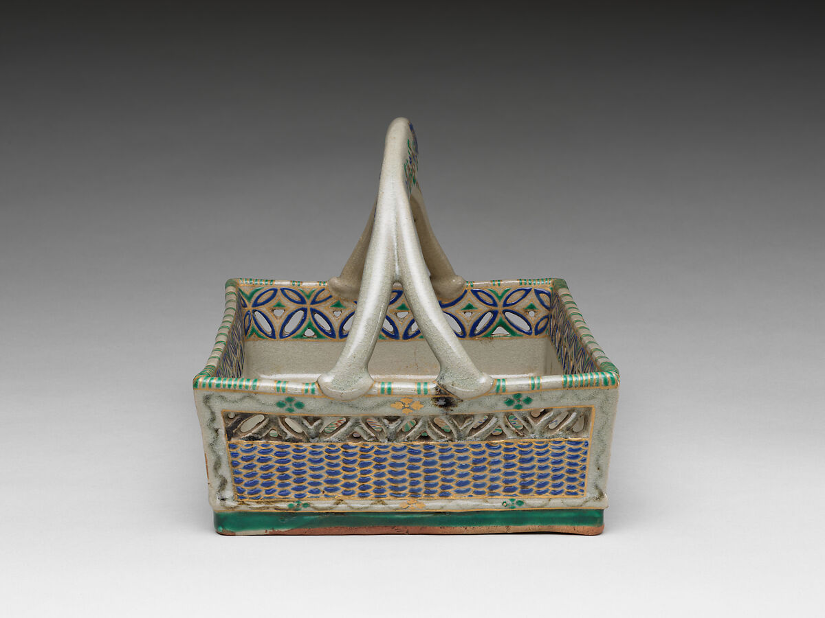 Basket, Ceramic with polychrome (Kyoyaki ware), Japan