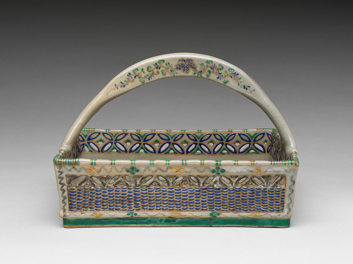 Basket, Ceramic with polychrome (Kyoyaki ware), Japan