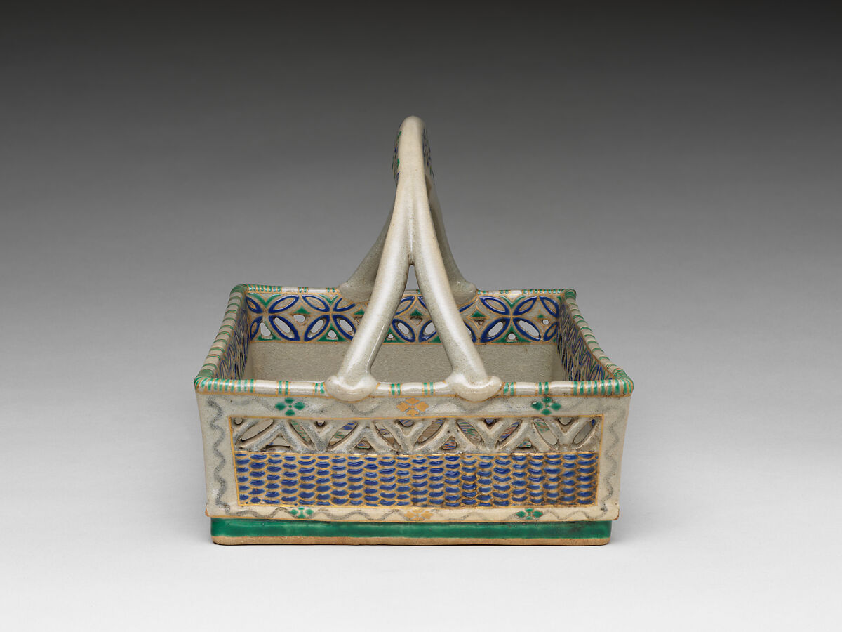 Basket, Ceramic with polychrome (Kyoyaki ware), Japan