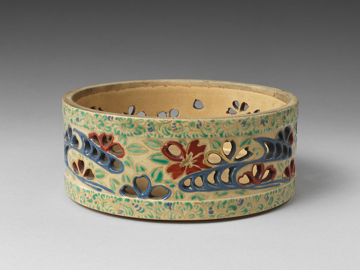 Flowers Floating Down an Autumn Stream, Earthenware with polychrome glaze (Ko-Kiyomizu ware), Japan