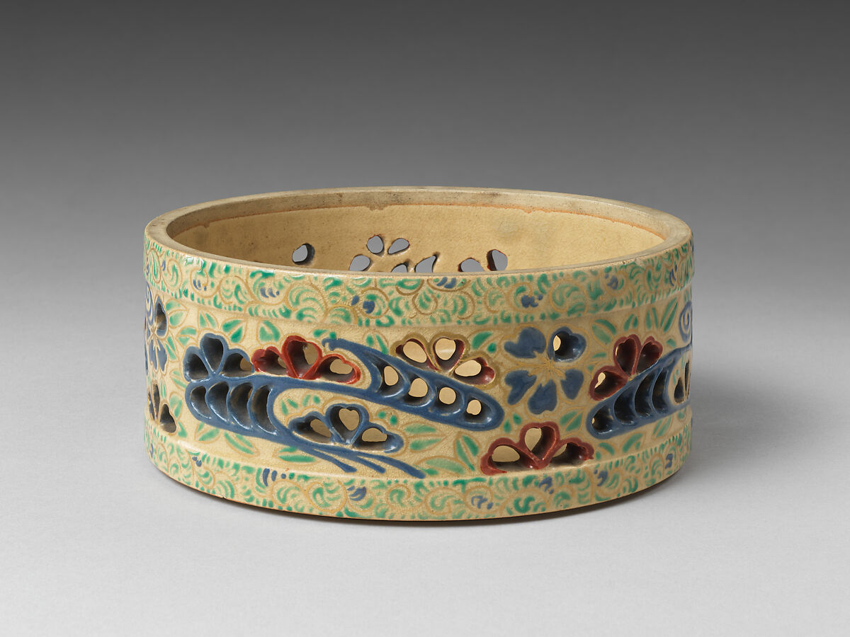 Flowers Floating Down an Autumn Stream, Earthenware with polychrome glaze (Ko-Kiyomizu ware), Japan