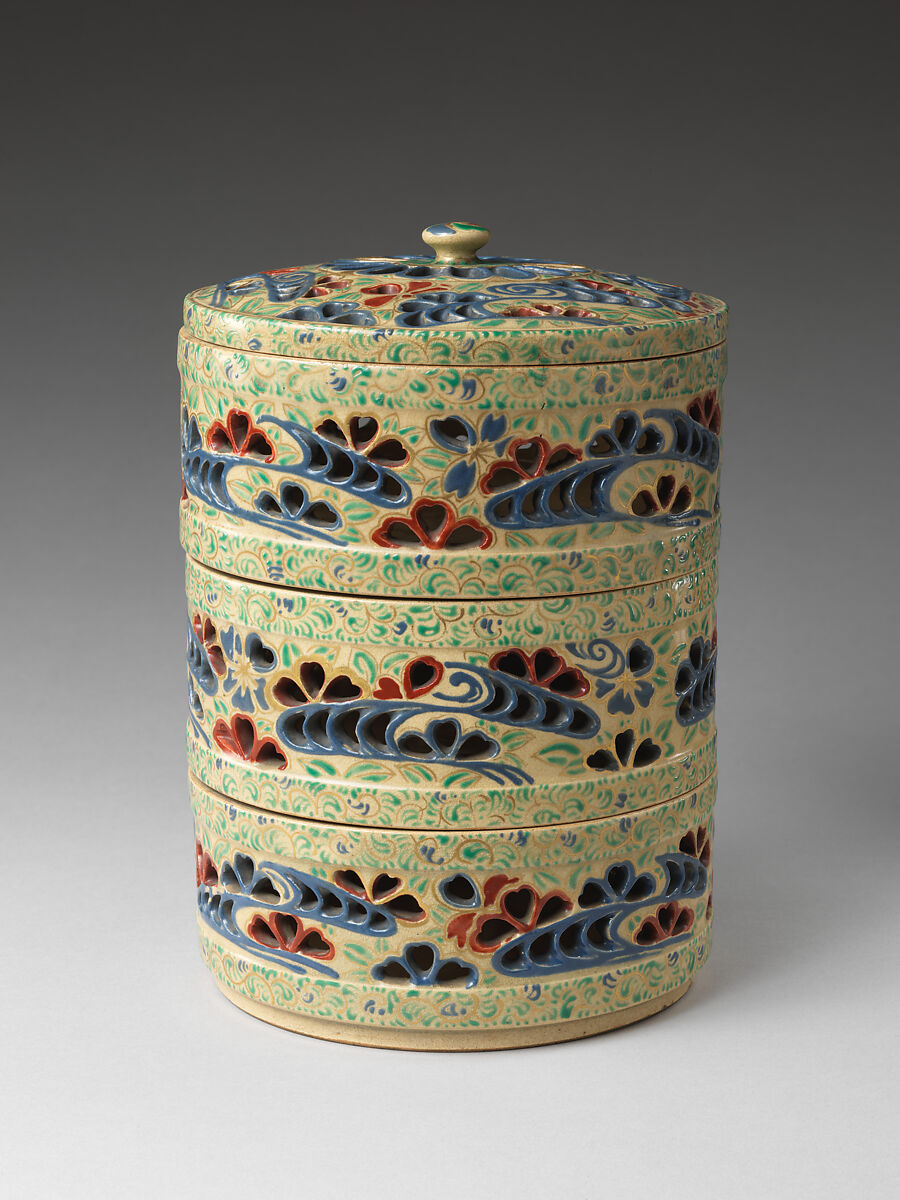 Flowers Floating Down an Autumn Stream, Earthenware with polychrome glaze (Ko-Kiyomizu ware), Japan