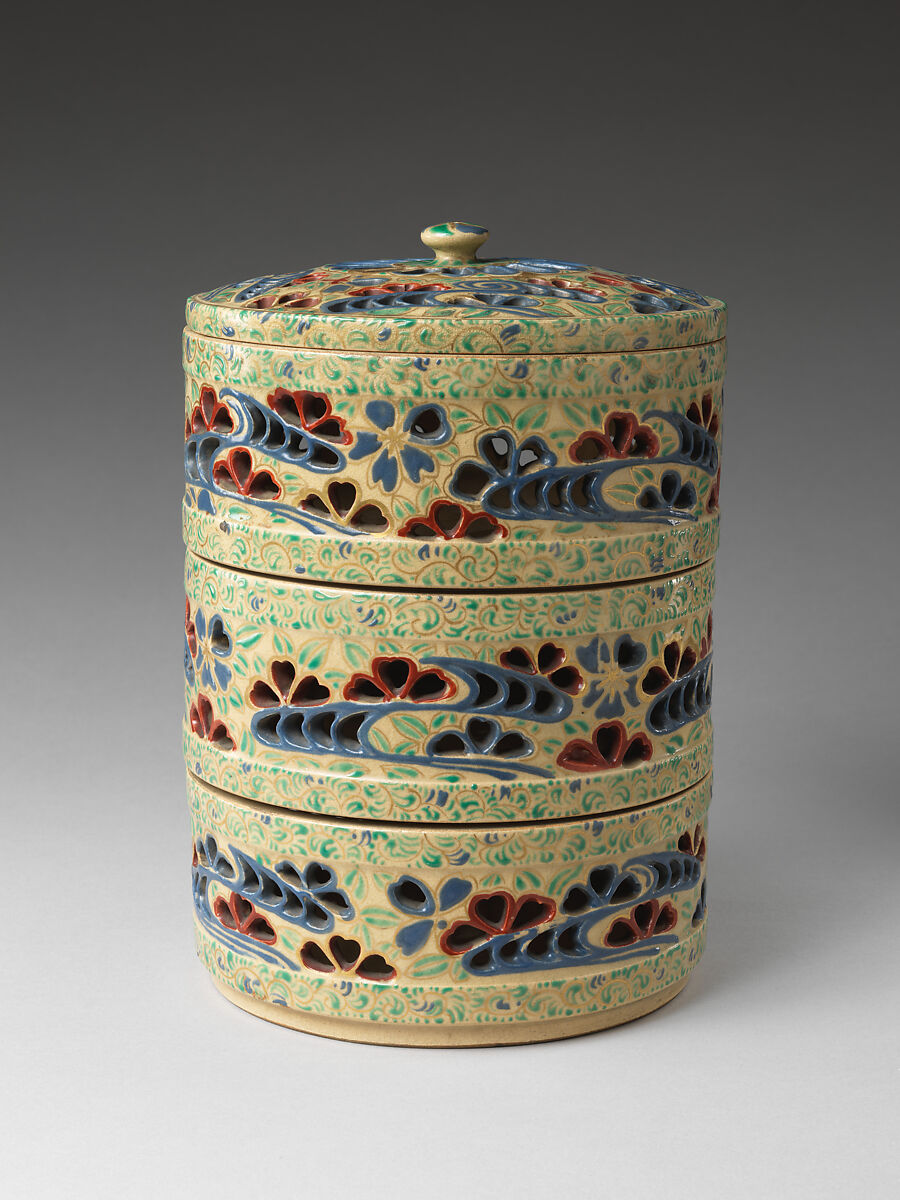 Flowers Floating Down an Autumn Stream, Earthenware with polychrome glaze (Ko-Kiyomizu ware), Japan