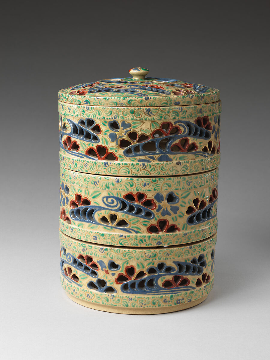 Flowers Floating Down an Autumn Stream, Earthenware with polychrome glaze (Ko-Kiyomizu ware), Japan