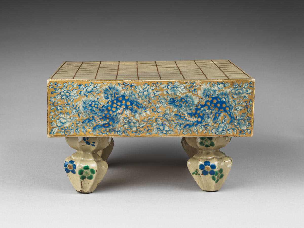 Chess board, Earthenware with polychrome glaze (Ko-Kiyomizu ware), Japan