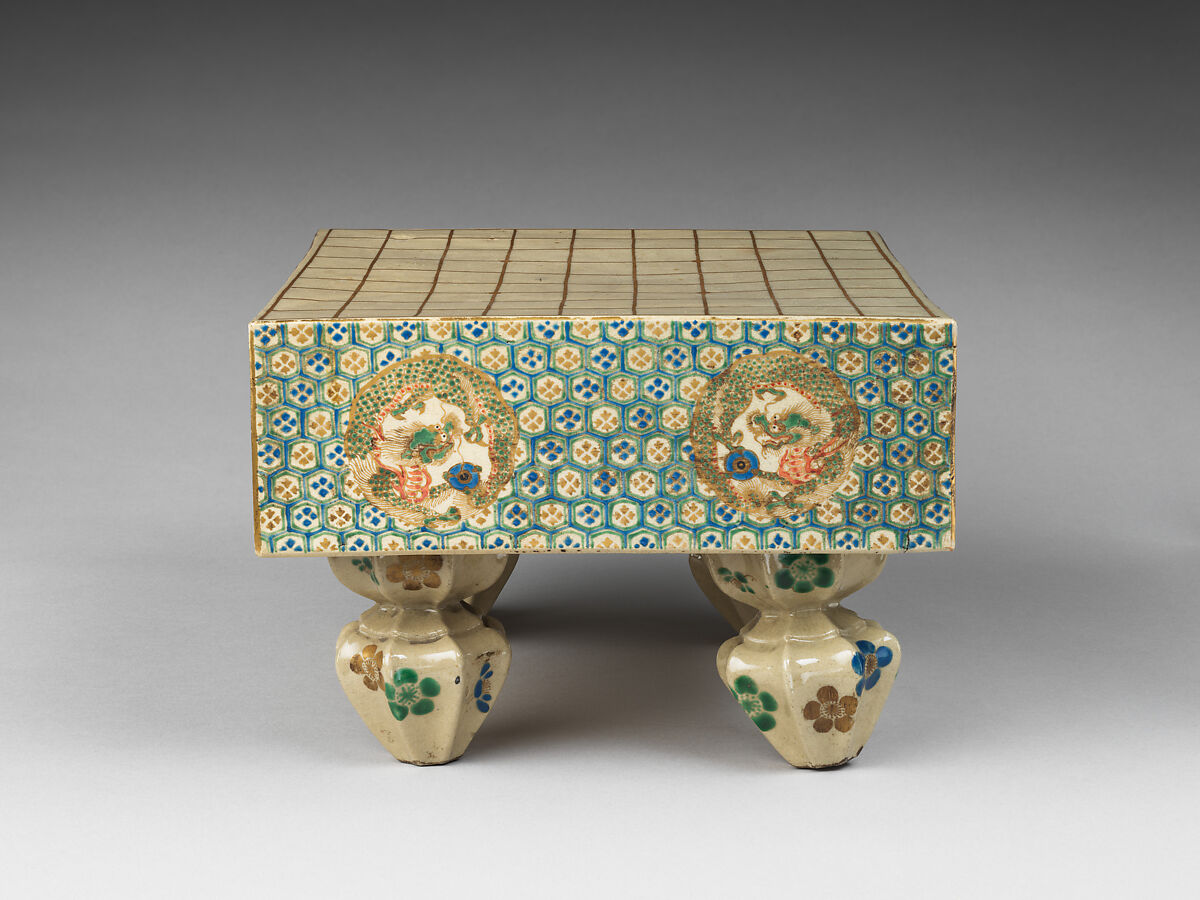 Chess board, Earthenware with polychrome glaze (Ko-Kiyomizu ware), Japan