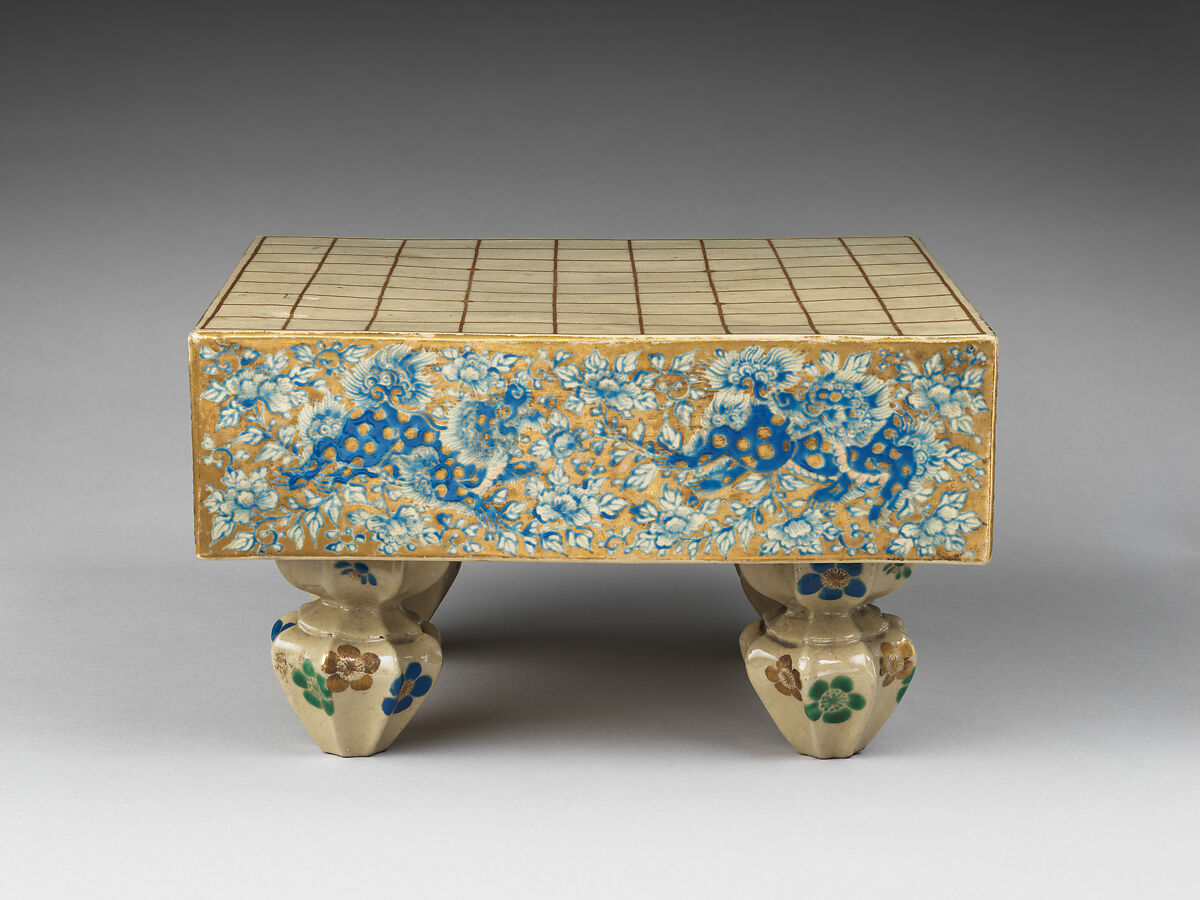Chess board, Earthenware with polychrome glaze (Ko-Kiyomizu ware), Japan