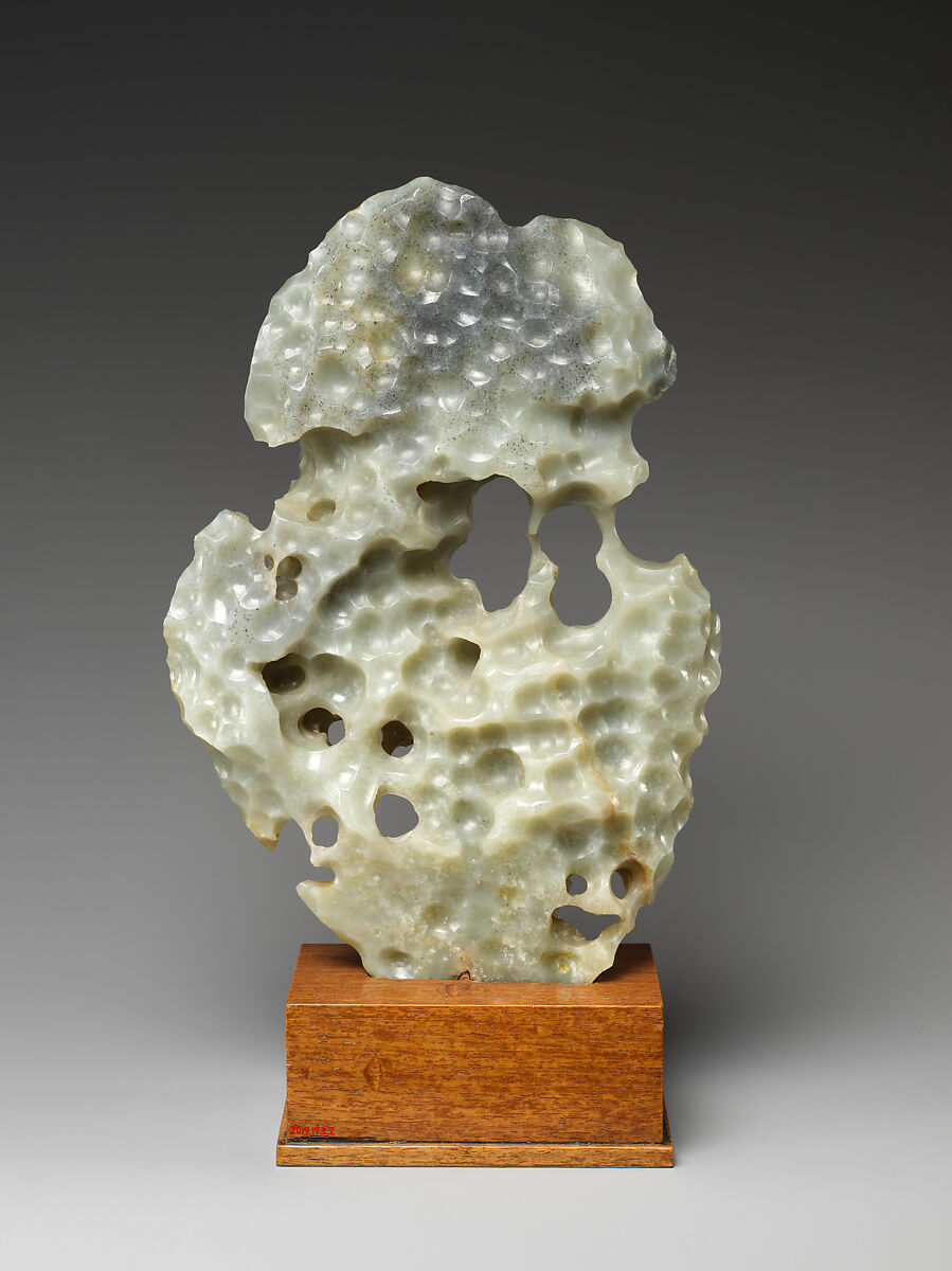 Rock-form ornament with poem composed by the Qianlong Emperor, Jade (nephrite), China