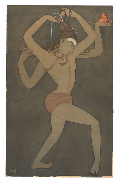 Shiva Gangadhara, "Bearer of the Ganga", Y. G. Srimati (Indian, 1926–2007), Watercolor on paper, India (Chennai) 