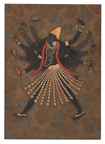 Mahakali, Y. G. Srimati (Indian, 1926–2007), Watercolor on paper, India 