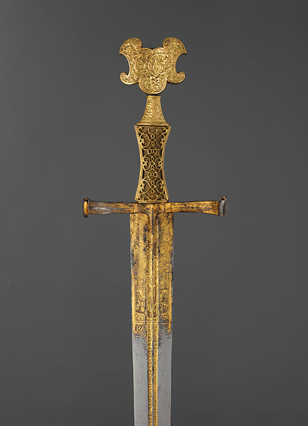 Papal Presentation Sword, Steel, brass, wood, velvet, enamel, Italian 