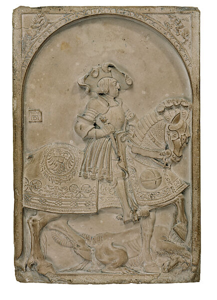 Maximilian I on Horseback in the Guise of Saint George, Hans Daucher (German, Ulm ca. 1485–1538 Stuttgart), Solnhofen limestone, South German, Augsburg 