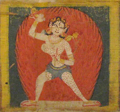 Folio from a Buddhist Manuscript of Pancavimsatisahasrika Prajnaparamita, Opaque watercolor on palm leaf, India (Bengal) or Bangladesh 