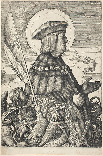 Maximilian I in the Guise of Saint George, Daniel Hopfer (German, Kaufbeuren 1471–1536 Augsburg), Etching, South German, Augsburg 